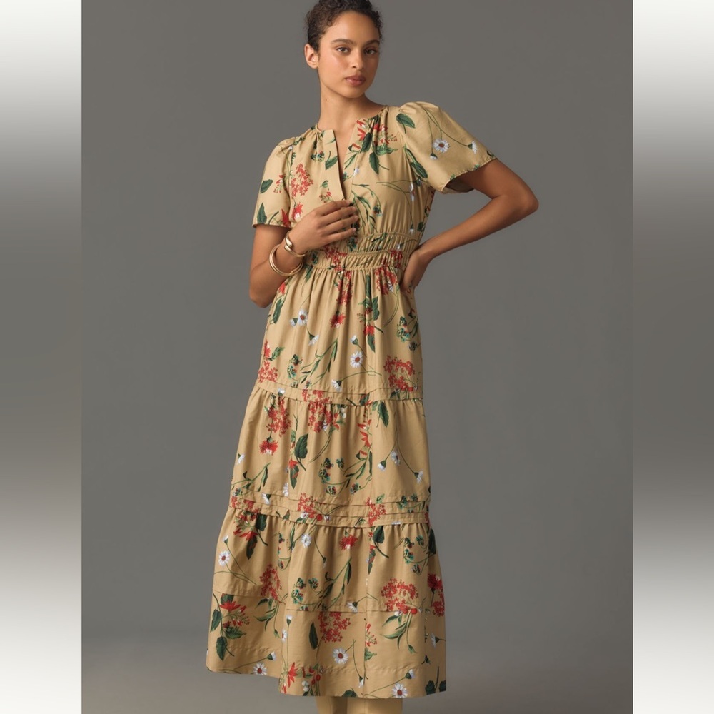NWT! Anthropologie The Somerset Maxi Dress - Khaki Print - Size XS 🥇
